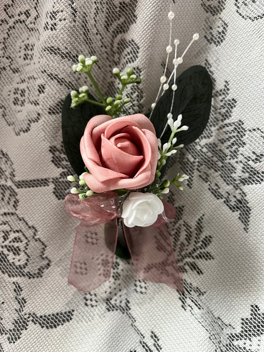 Dusty Rose Boutonnière Wedding Accessories