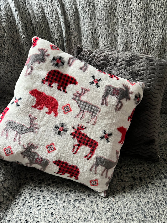 Rustic Moose  & Bear Accent Pillow Home Decor